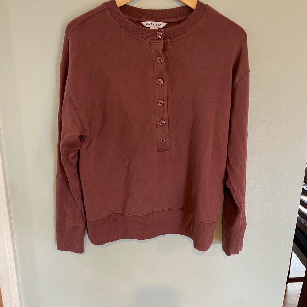 Athleta Thick Long Sleeved Button Down shirt Mauve Top XS